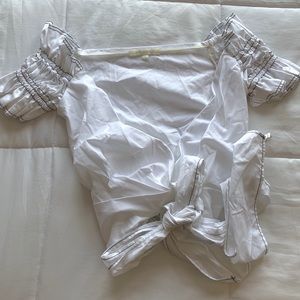 Jonathan Simkhai white wrap tie crop top (Size XS)